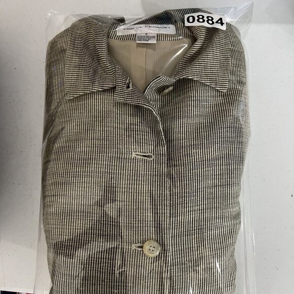 Rena Rowan Womens 4 Linen Blend Pinstripe 2-Piece Pant Suit Set Career Wear - Picture 16 of 16